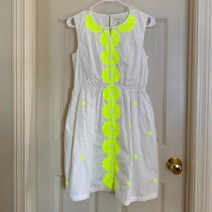 Crewcuts Girls Dress-White with Neon Green flowers - Size 14